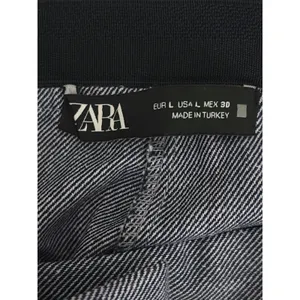 Zara Blue Linen Blend High Waist Straight Leg Trouser Pant Sz Large Minimalist thumbnail 3