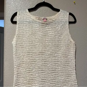 VTG Sleeveless Ruched Textured Tank Top Butter Yellow Coastal Beach‎ top size S thumbnail 5