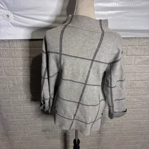 Tahari Womens XL‎ Grey Windowpane Plaid Mock Neck Knit Sweater Long Sleeve thumbnail 4