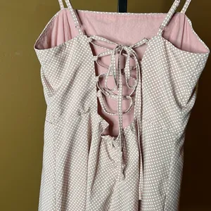 Showpo Blush Pink White Polka Dot Lace-Up Back Mini Dress AU 10 US 6 thumbnail 7