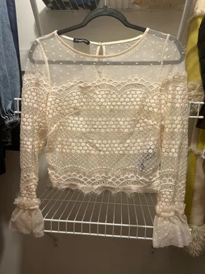 Bebe lace swiss dot long sleeve top thumbnail 1