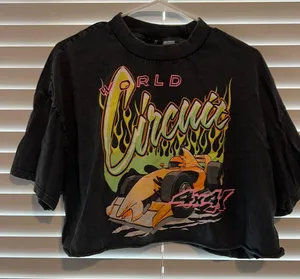 Race car copped shot sleeve Tee Black thumbnail 1