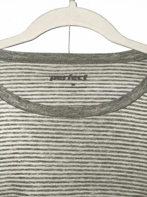 Old Navy Gray and White Striped Long-Sleeve Crewneck Top thumbnail 2