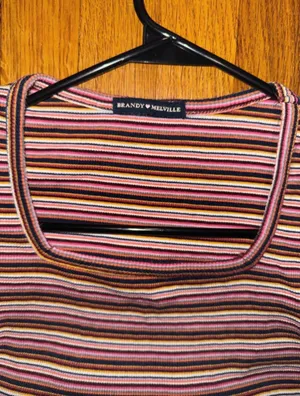 Brandy Melville Melville Square Neck Striped Top thumbnail 3