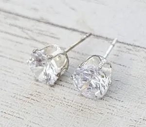 Clear Gem Stud Earrings 0.25" thumbnail 1