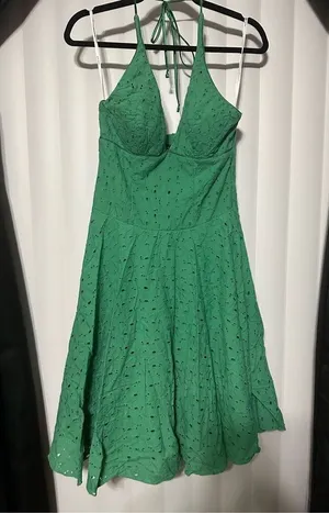 My Michelle green halter style dress, 100% cotton thumbnail 1