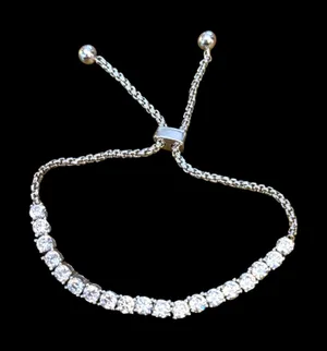 Silver tone rhinestone tennis bolo bracelet thumbnail 1