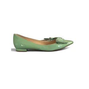 Saks Fifth Avenue Mint Green Patent Leather Bow Pointed Toe Flats Italy 10B thumbnail 3