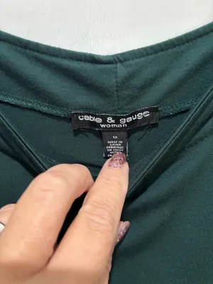 Cable & Gauge Forest Green Blouse, Sz 1X thumbnail 4