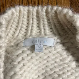 Calme Chunky Knit Alpaca Wool Cardigan Sweater Cream Size M thumbnail 2