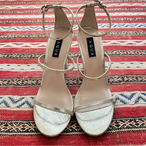 Aqua x Maeve Reilly Women's “Jenni Strap” Gold Strappy Heels Size 9 thumbnail 2