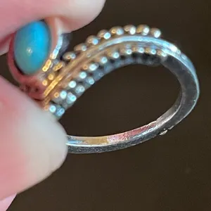 Turquoise stone silver plated woman crown ring size 5 thumbnail 8