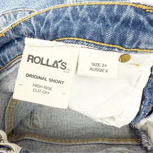 Rolla’s Original Short High Rise Cut Off Medium Juliet Wash Blue Denim Shorts thumbnail 16