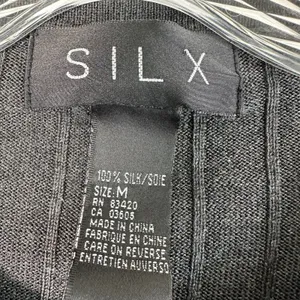 SILX 100% Silk Ribbed Crew Neck Long Sleeve Sweater Charcoal Gray Womens Medium thumbnail 3