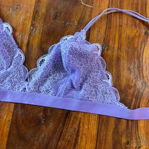 Madewell Purple Floral Lace Triangle Bralette Adjustable Straps Small‎ SP thumbnail 7