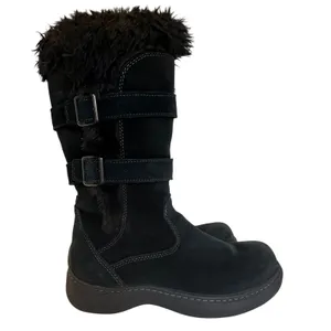 L.L. Bean TEK2.5 Waterproof 7.5 Winter Boots Womens Zip Black Suede Buckle Strap thumbnail 6
