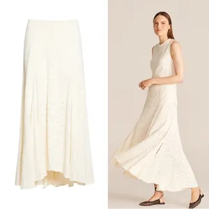 Rebecca Taylor • Lace Maxi Skirt cream New Ivory flowy slit crochet beach summer thumbnail 2