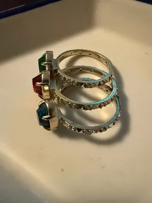 Kendra Scott Sterling Trio Heart Rings in Green, Red & Blue thumbnail 4