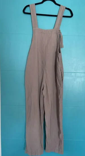 Forever 21 🌿EUC Women’s Adjustable Tie Overalls Beige Size Small Boho Style🌿 thumbnail 5