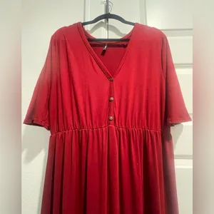 Allegrace 2XL Burgundy Maxi Dress Empire Waist Button Front Casual Boho thumbnail 9
