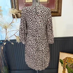 Uncle Frank Leopard Print Puff Sleeve Babydoll Midi Dress Sz XS 💛🍄 thumbnail 6