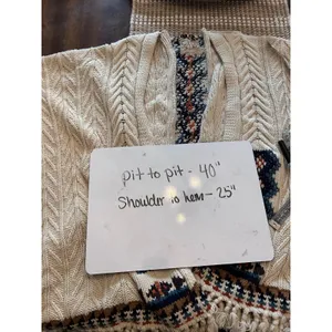 Chaser Cable Knit‎ campfire sweater kimono Cardigan Southwestern Cream XS/S thumbnail 5