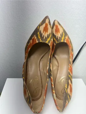Sam Edelman Orange, Tan and Yellow Ikat Pointed-Toe Pumps thumbnail 7