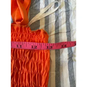 Chic‎ Me Orange Smocked Tie Shoulder Mini Dress Small Festival Beach Vacation thumbnail 7
