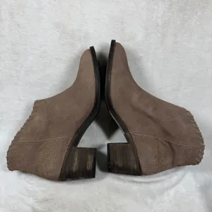 Extrafine Sugar Taupe Suede‎ Fringe Western Ankle Boots Whipstitch Trim 10 thumbnail 9