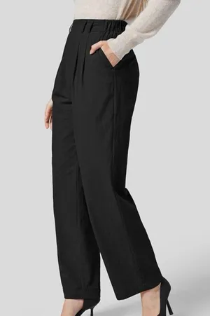 Halara 163H.- HighWaisted Plicated Side Pocket Wide Leg Palazzo Work Cotton Pants thumbnail 3