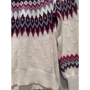 Sundance Eloise Fair Isle Sweater Wool Blend Cream Burgundy Cozy XS‎ thumbnail 8