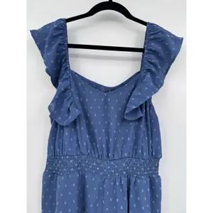 BloomChic Romper Womens 12 Blue Swiss Dot Sleeveless Sweetheart Neckline Summer thumbnail 2