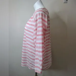 Gap Pink & White Striped Peasant Blouse Women’s Size M 3/4‎ Sleeve thumbnail 4