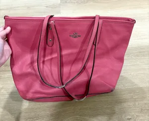 Coach Canvas Shoulder Bag Red Color With Silver Hardware thumbnail 1
