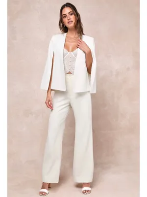 Lulus NWT Voguish Charm White Split Sleeve Blazer Cape - Size: Medium *flaw thumbnail 11