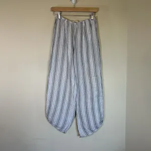 Stark‎ X Wide Legged Side Slit White & Blue Striped Pants Women's XS USA Cotton thumbnail 8