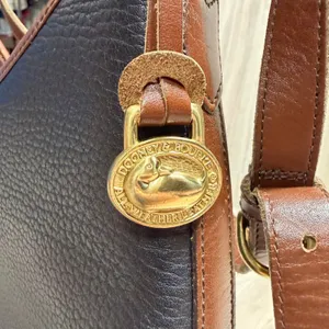 Vintage Dooney & Bourke All Weather Leather Hobo Bag Black‎ Brown Made in USA thumbnail 11