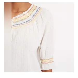 $82 Madewell Rainbow Smocked Peasant Top M thumbnail 6
