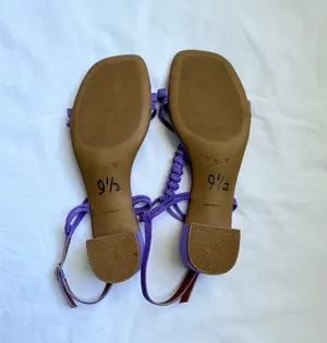 Via Mia Purple Suede Braided Strappy Block Heel Sandals thumbnail 7