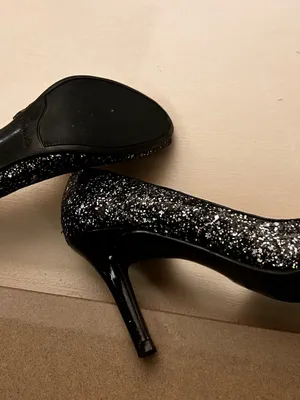 Heels Black Glitter Peep-Toe Kitten 8 M Kelly & Katie thumbnail 6