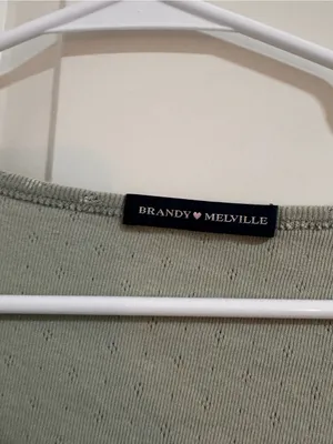 Brandy Melville Light Sage Green Short Sleeve Henley Tee thumbnail 2