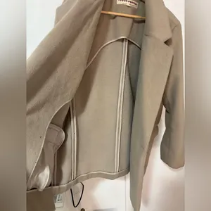 Free People tan double breasted oversized coat size large thumbnail 9