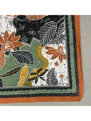 Vintage Accessory Street Oscar De La Renta Leaf Pattern Cotton Scarf thumbnail 5