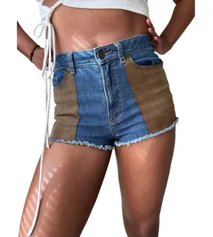 BDG High Rise Cheeky Boho Suede Pocket Festival Micro Shorts Size 28 thumbnail 1