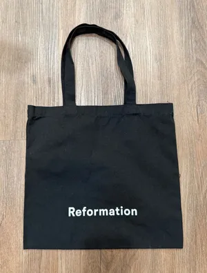 Reformation Black Canvas Tote Bag‎ Reusable Shopping Bag Minimalist thumbnail 1