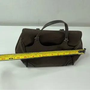 Vintage Banana Republic Brown Small Satchel Hand Bag Leather Wool like Preppy thumbnail 3
