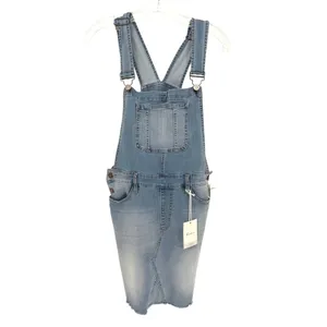 KanCan Denim Overall Mini Dress Women S Light Wash Frayed Hem Coastal Y2K Boho thumbnail 4