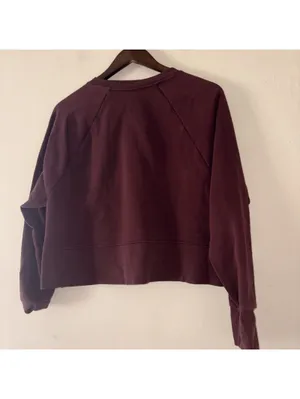 Nike Versa Cropped Crewneck Sweatshirt - Burgundy - Size Small - Embossed Logo thumbnail 4