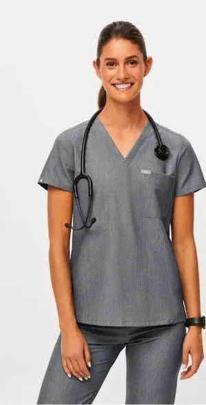 Figs Gray Scrub Top Size Large thumbnail 1