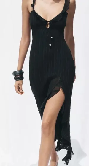 Zara Metallic Thread Midi Camisole Dress thumbnail 1